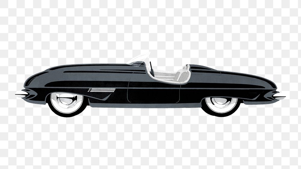 Classic black car png vintage illustration, transparent background. Remixed by rawpixel. 