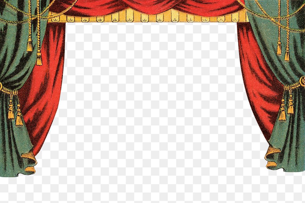 Stage curtain png chromolithograph art, transparent background. Remixed by rawpixel. 