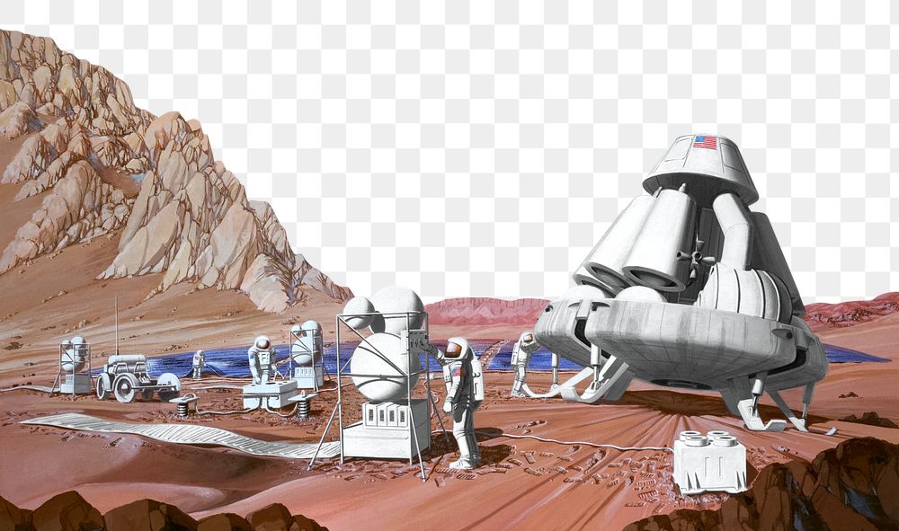 Astronauts on Mars png illustration, transparent background. Remixed by rawpixel.