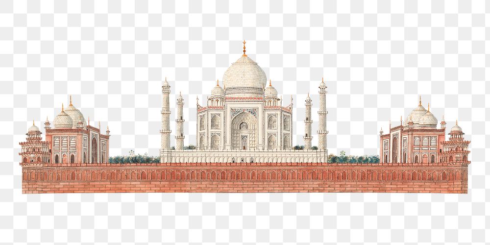 The Taj Mahal png architecture watercolor art, transparent background. Remixed by rawpixel.