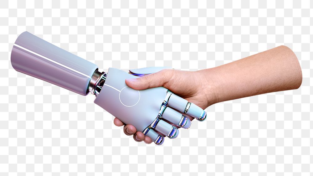 PNG Robot png handshake human, collage element, transparent background