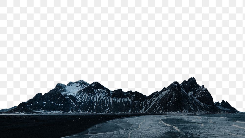 PNG Dark mountains border collage element, transparent background