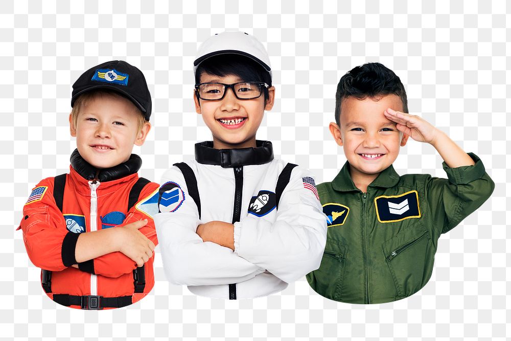 PNG kids in Halloween costumes, collage element, transparent background