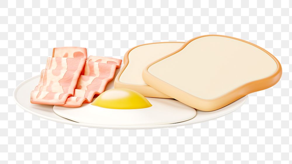 PNG 3D American breakfast, element illustration, transparent background