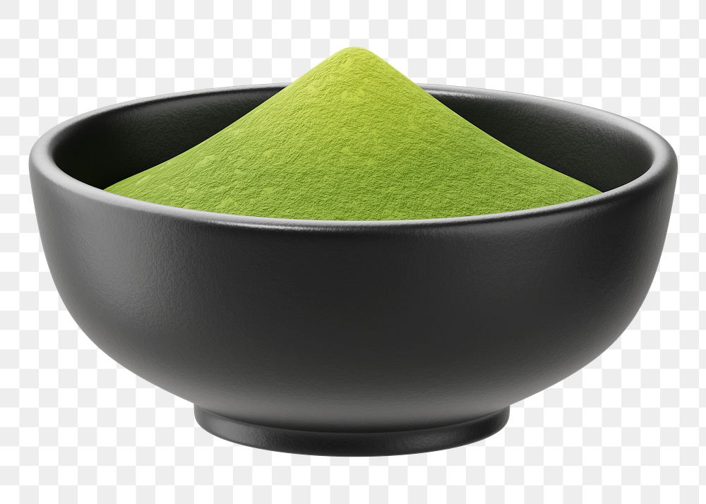 PNG 3D green tea powder, element illustration, transparent background