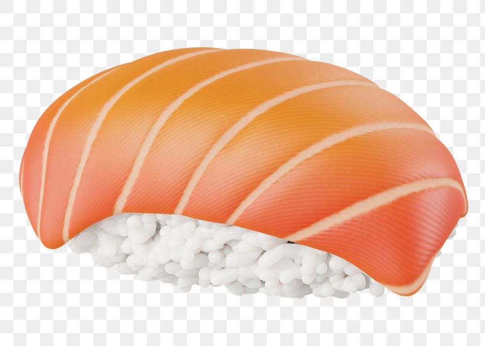 PNG 3D salmon sushi, element illustration, transparent background