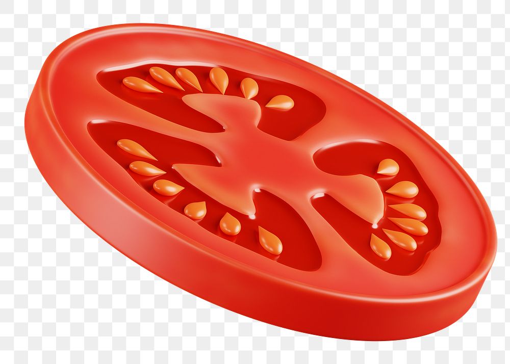 PNG 3D tomato slice, element illustration, transparent background
