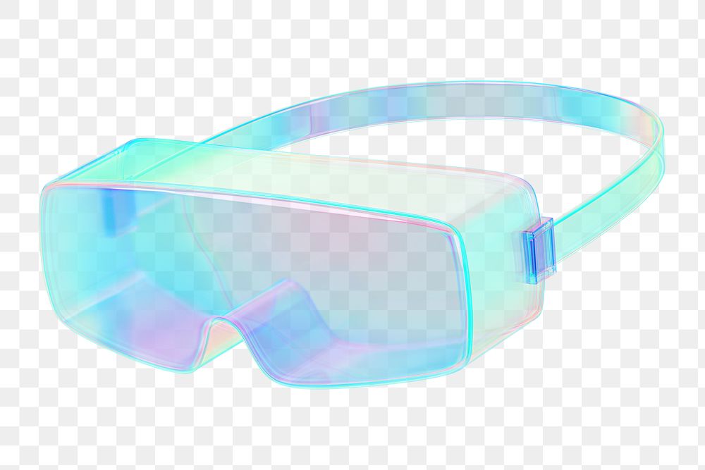PNG 3D iridescent safety goggles, element illustration, transparent background