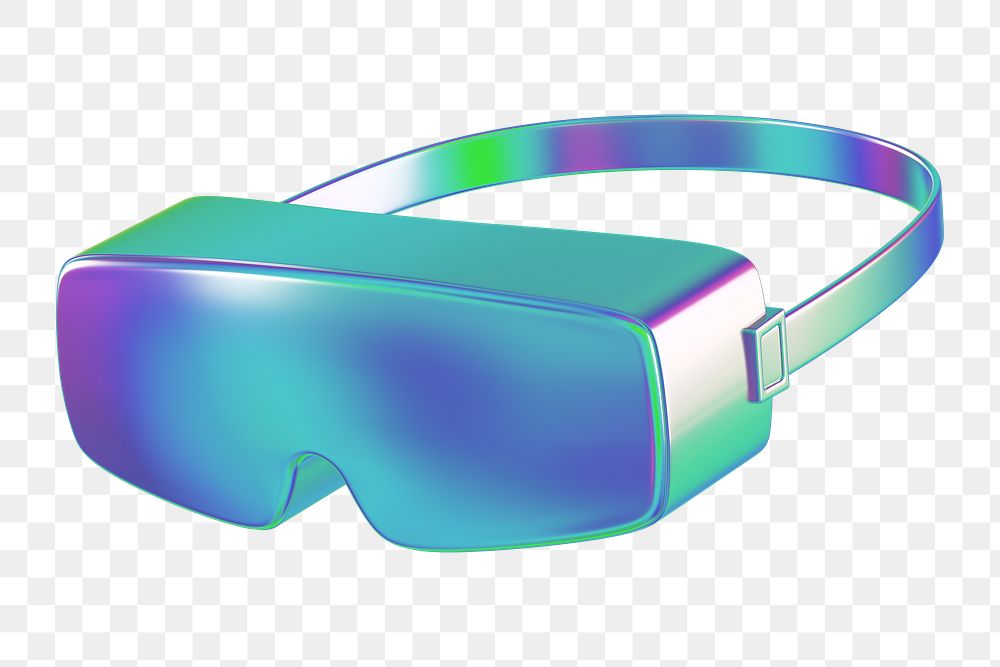 PNG 3D iridescent safety goggles, element illustration, transparent background
