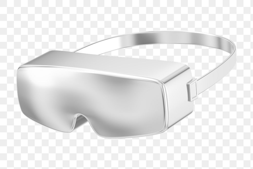 PNG 3D silver safety goggles, element illustration, transparent background