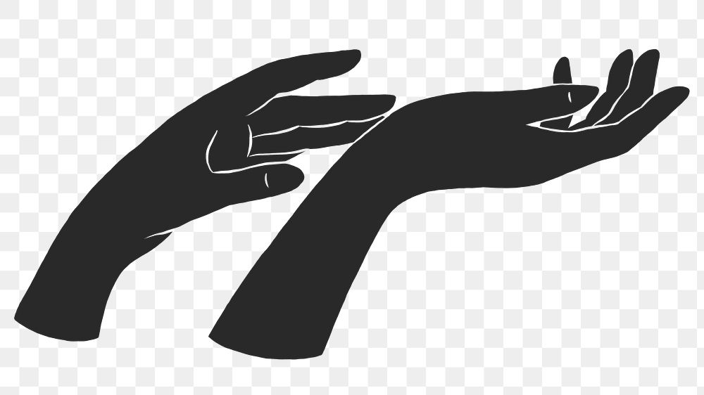 Png praying hands silhouette, transparent background