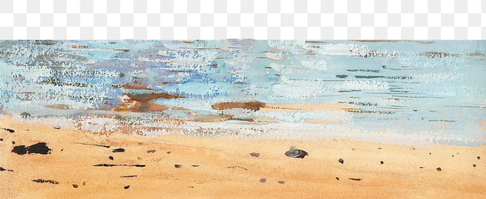 Beach border png watercolor collage element, transparent background. Remixed by rawpixel.