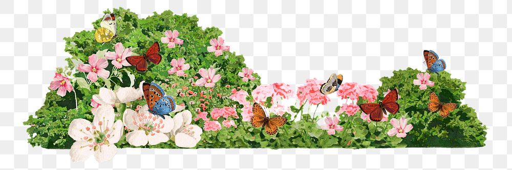 Flower bush png watercolor collage element, transparent background. Remixed by rawpixel.