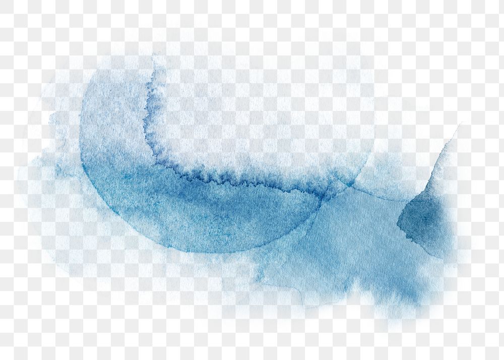 Abstract blue png watercolor texture, transparent background. Remixed by rawpixel.