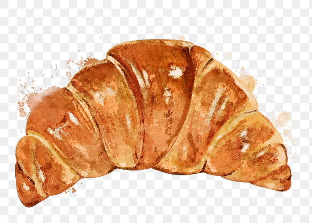 Watercolor croissant png collage element, transparent background