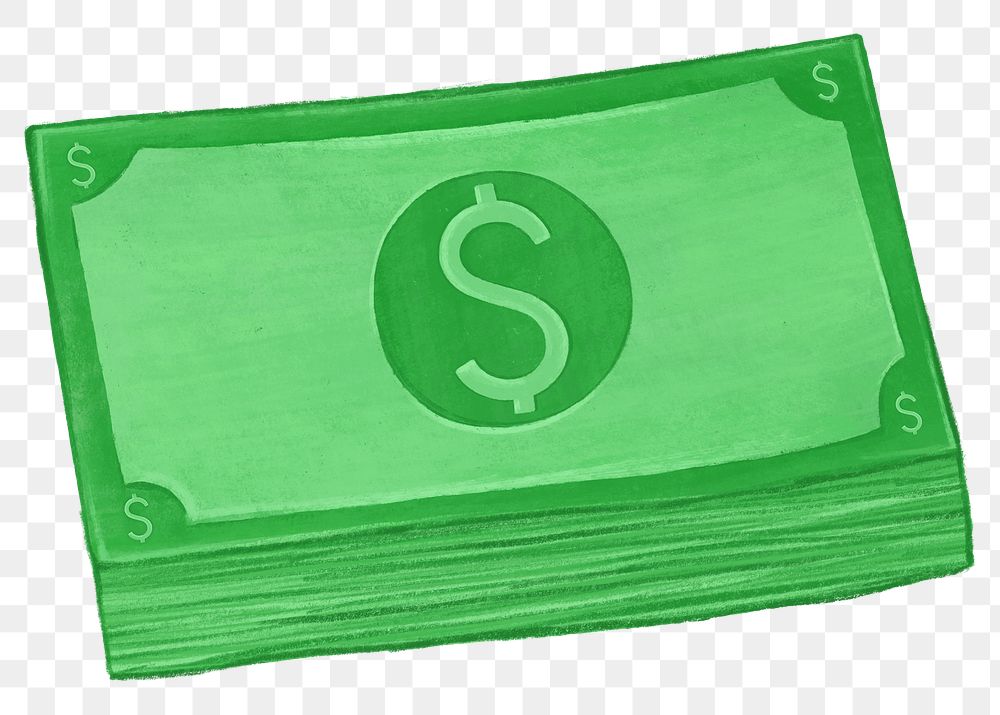 Money stack png illustration, transparent background