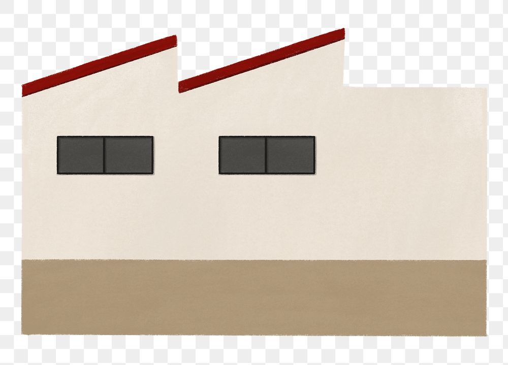 Factory building png, pollution illustration, transparent background