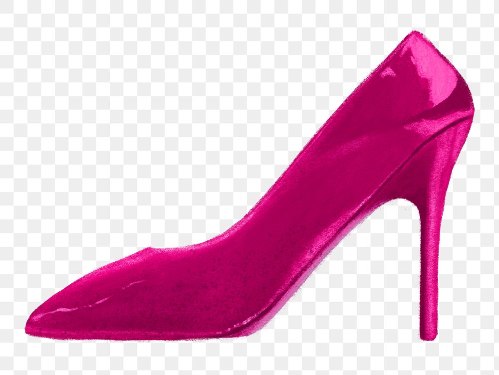 Pink high heel png, women's shoe illustration, transparent background