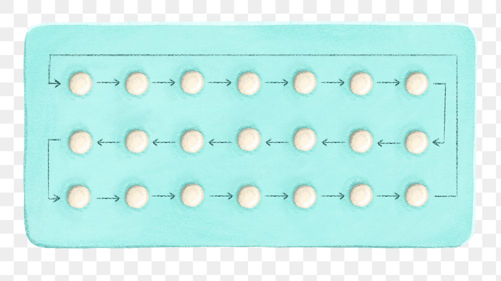 Birth control medicine png, women's health illustration, transparent background