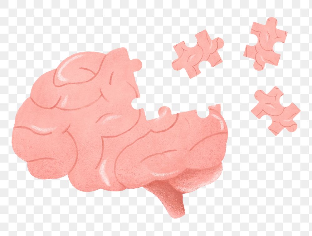 Puzzled human brain png, business graphic, transparent background