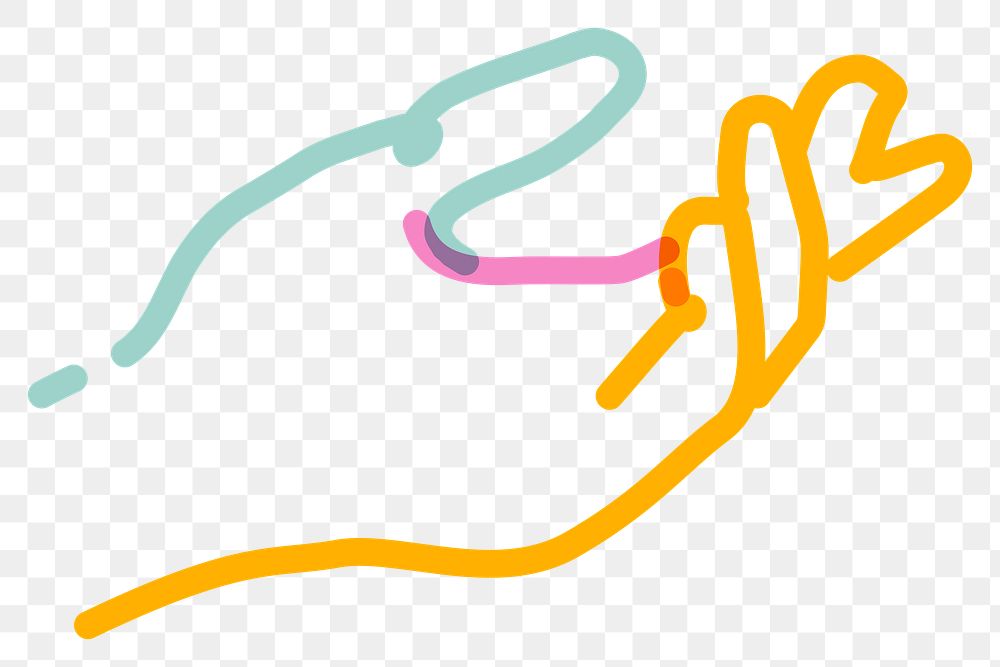 Png colorful hand doodle line art, transparent background