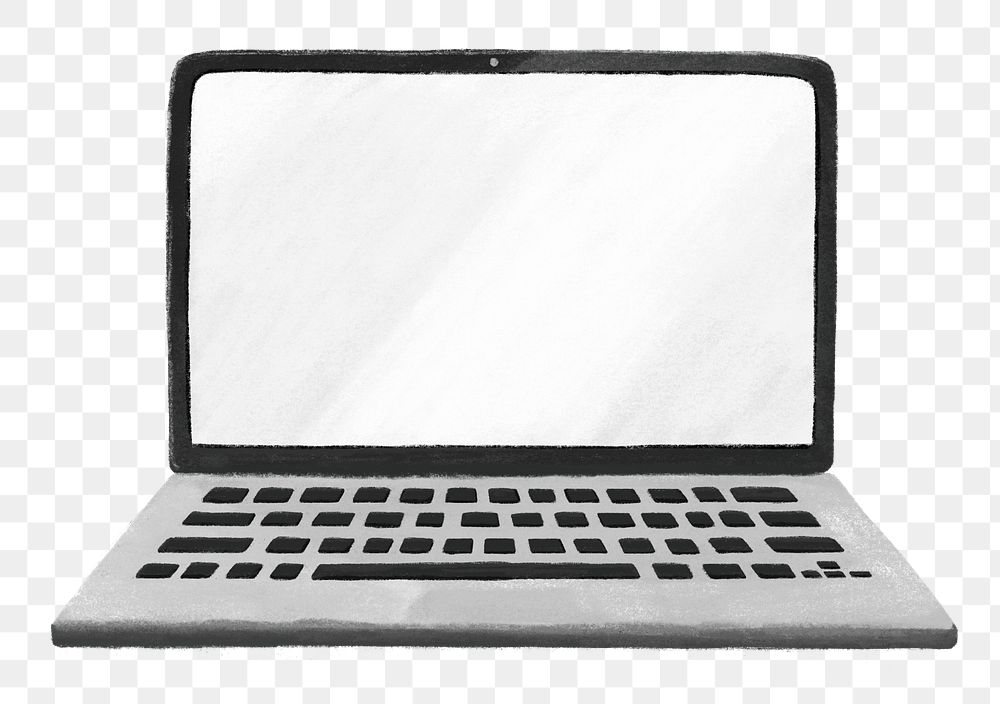 White laptop png, aesthetic illustration, transparent background