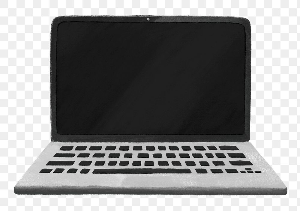 Black laptop png, aesthetic illustration, transparent background