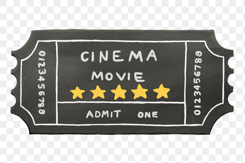 Movie ticket png, design element, transparent background