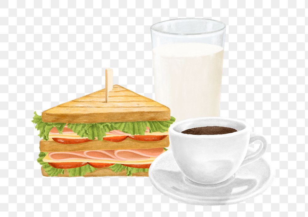 Lunch sandwich png, aesthetic illustration, transparent background