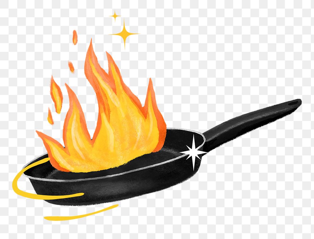 Frying pan png, aesthetic illustration, transparent background