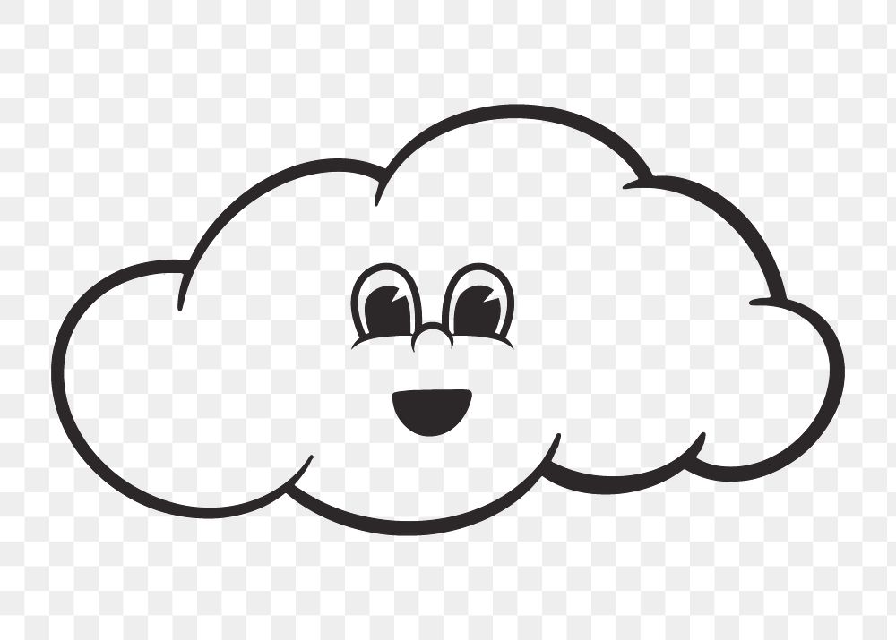 Cloud character png, retro illustration, transparent background