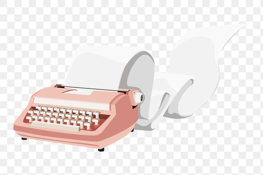 PNG retro pink typewriter,