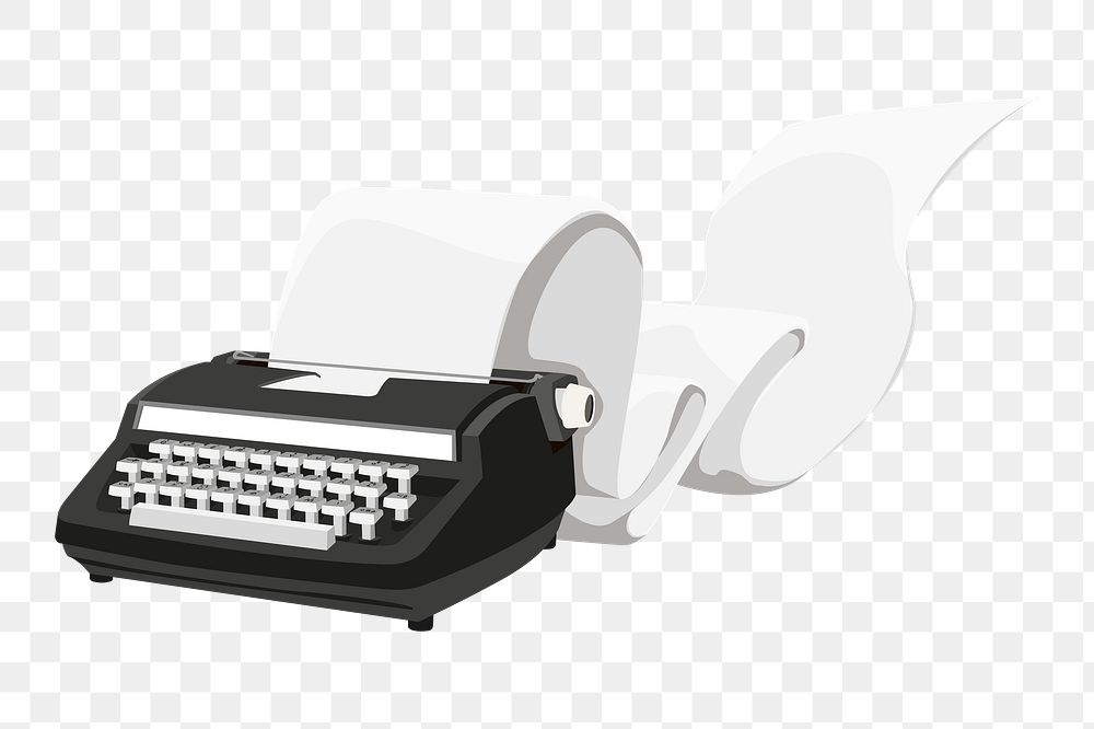 PNG retro black typewriter,