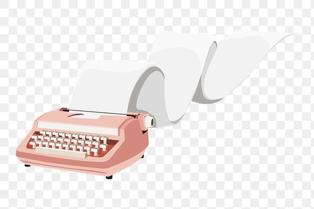 PNG retro pink typewriter, 