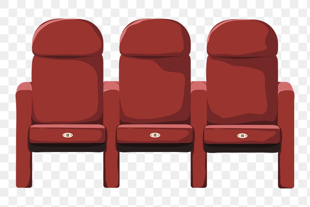 Red png cinema seats, transparent background