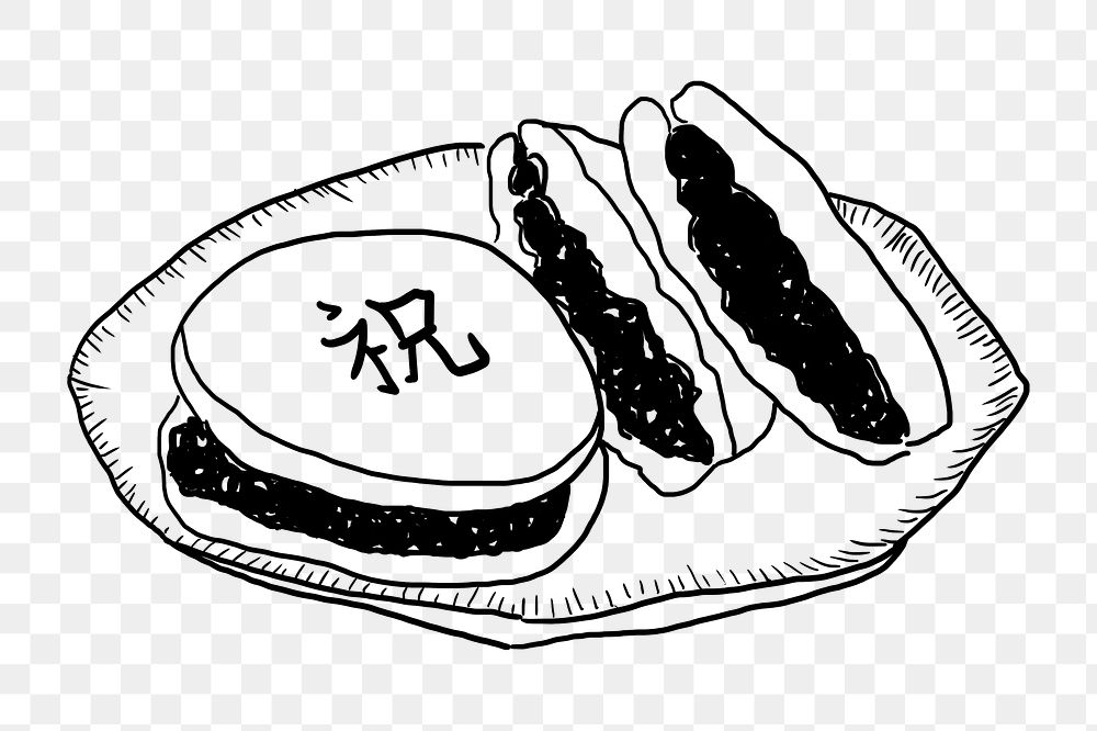 Dorayaki png line art, transparent background