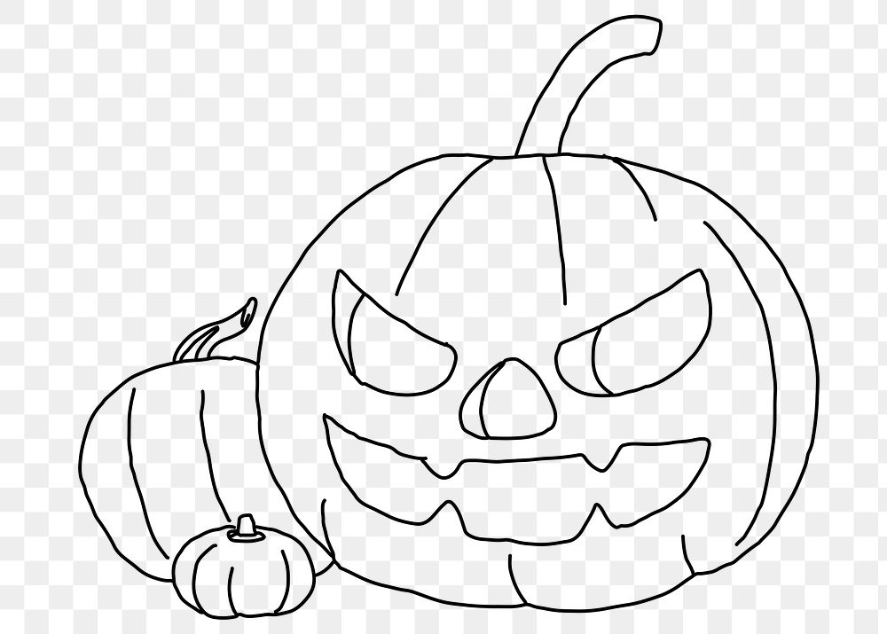 Halloween pumpkin png line art, transparent background