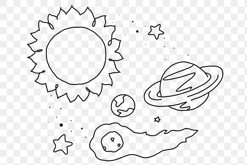 Astronomy png line art, transparent background