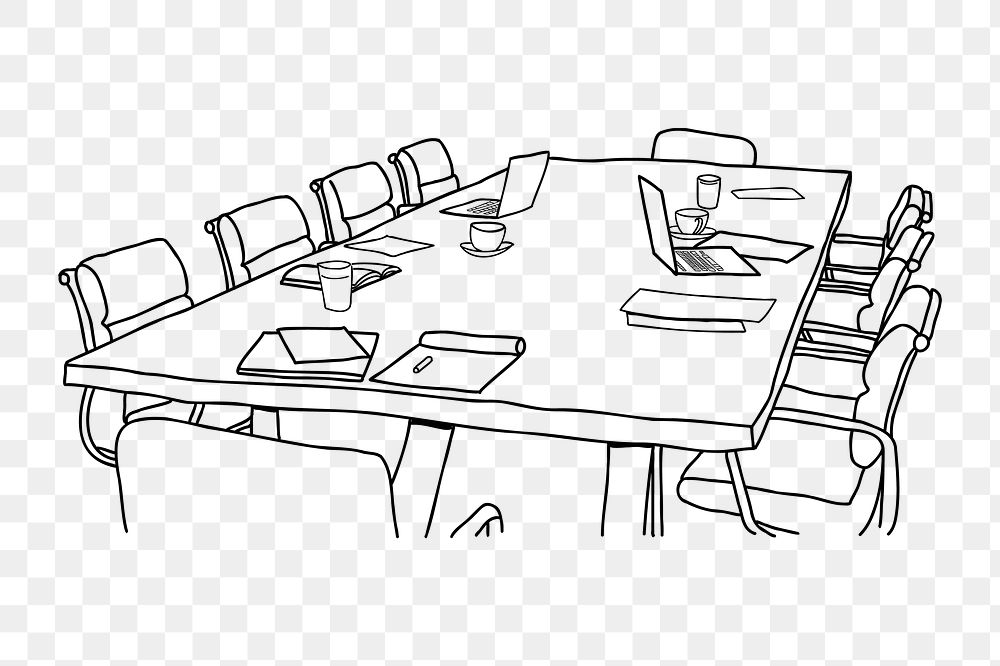 Meeting room png, business line art illustration, transparent background
