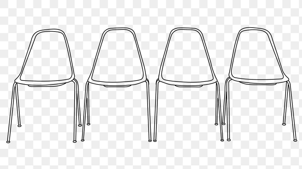 Lined chairs png, furniture line art illustration, transparent background