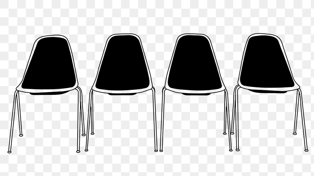 Lined chairs png, furniture line art illustration, transparent background
