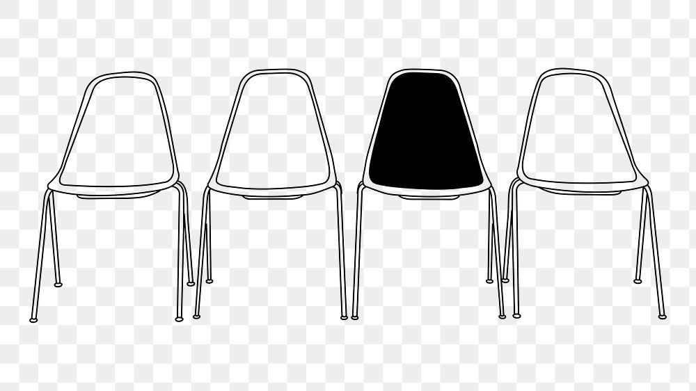 Lined chairs png, furniture line art illustration, transparent background