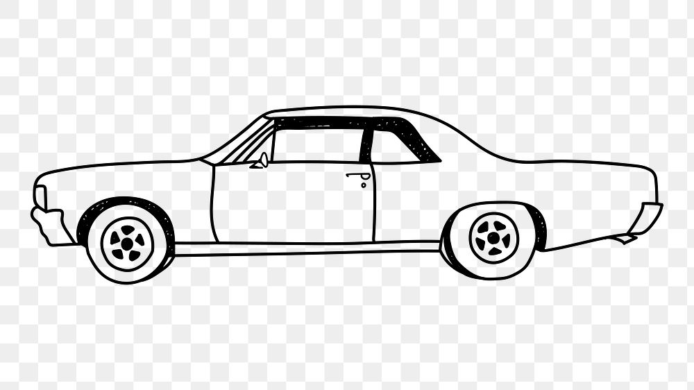 Classic car vehicle png line art illustration, transparent background