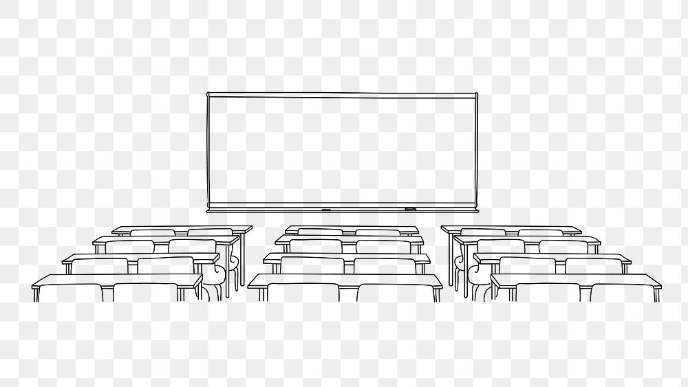 Classroom png line art illustration, transparent background