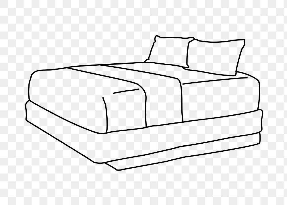 Bed furniture png line art illustration, transparent background