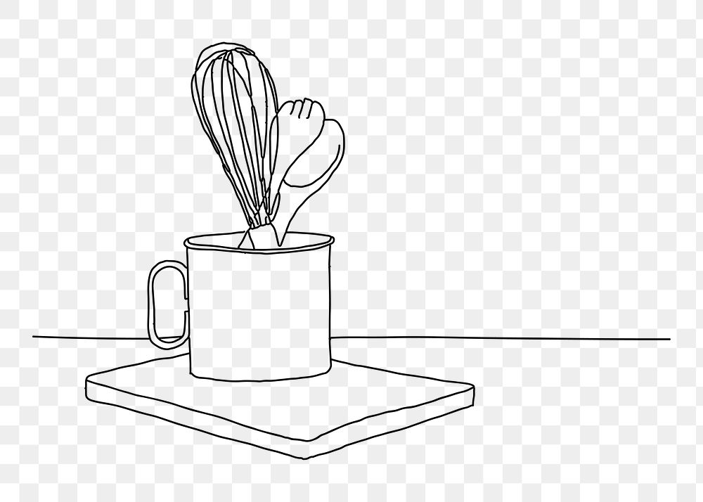 Baking tool whisk png line art illustration, transparent background