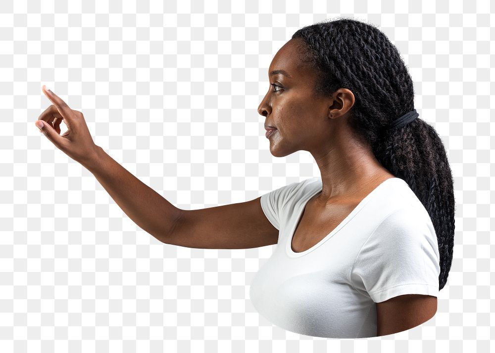 Png African woman pointing image on transparent background