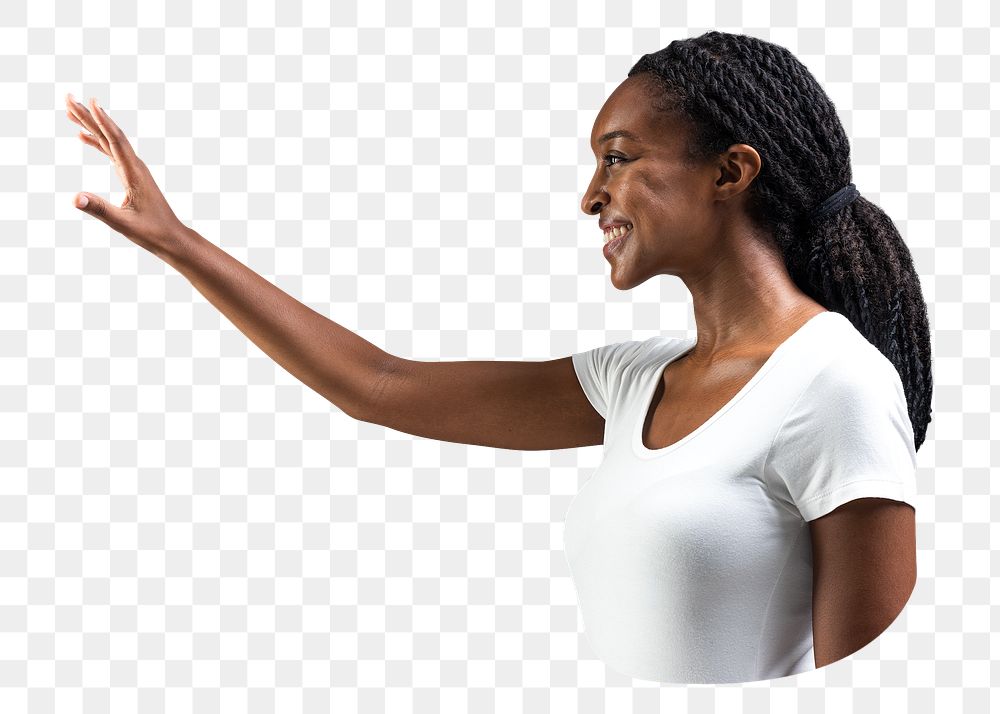 Png woman reaching out image on transparent background