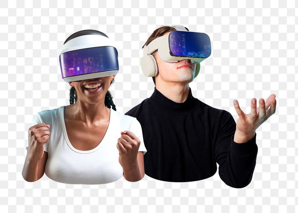 PNG Virtual reality entertainment technology, collage element on transparent background