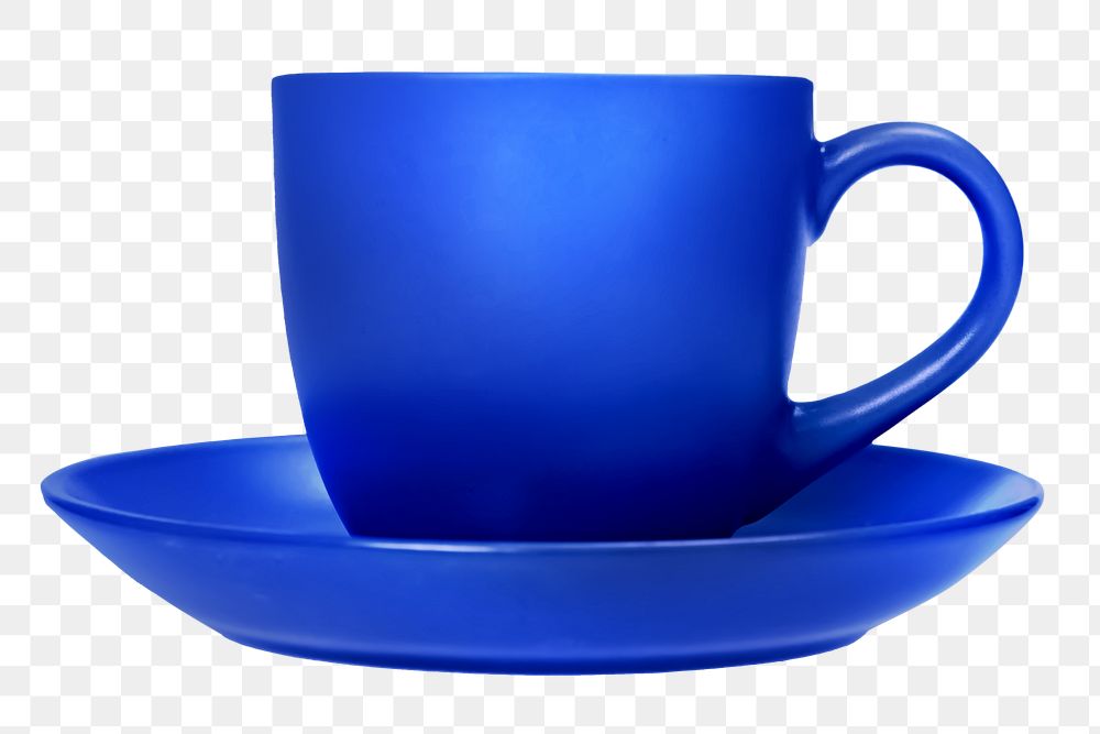PNG blue porcelain cup, collage element, transparent background
